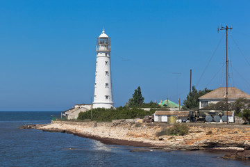 Fototapeta na wymiar Tarkhankutsky lighthouse at the western tip of Crimea