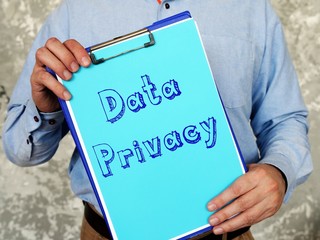 Data privacy sign on the piece of paper.