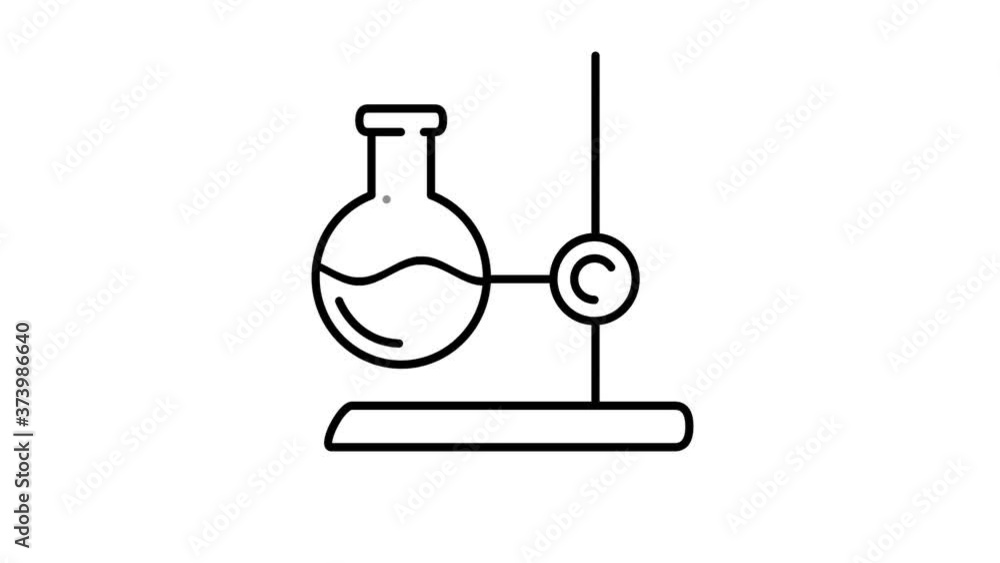 Poster lab stand with flask line icon on the alpha channel