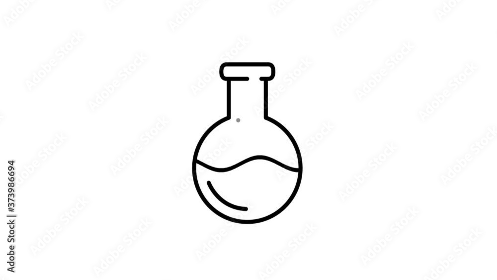 Poster boiling flask line icon on the alpha channel