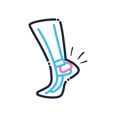 leg with ankle problem line and fill style icon vector design