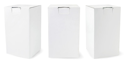Set of white boxes mock-up on a white background. Isolated