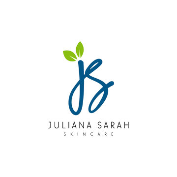 Initial js signature logo design template isolated on white background