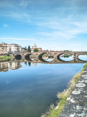 Reflecion on the arno river in Florence April 2020 