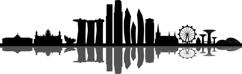SINGAPORE  City ASIA Skyline Silhouette Cityscape Vector © SimpLine