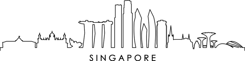 SINGAPORE  City ASIA Skyline Silhouette Cityscape Vector
