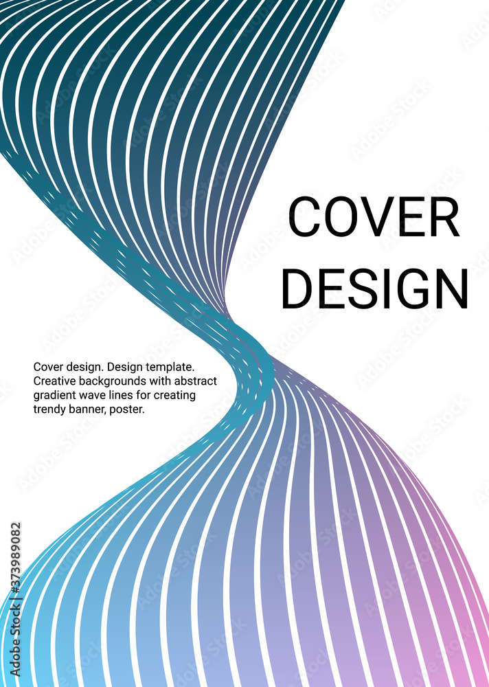 Fototapete Cover design. Design template. Creative backgrounds with abstract gradient wave lines for creating trendy banner, poster	