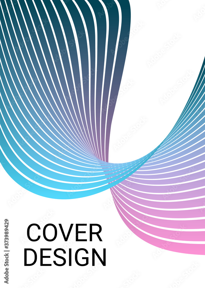 Fototapete Cover design. Design template. Creative backgrounds with abstract gradient wave lines for creating trendy banner, poster	