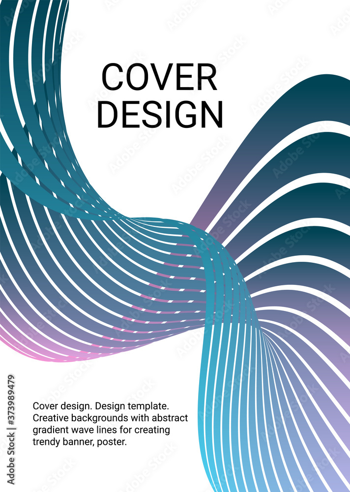Fototapete Cover design. Design template. Creative backgrounds with abstract gradient wave lines for creating trendy banner, poster	