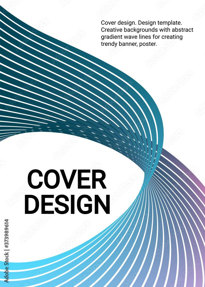 Fototapete Cover design. Design template. Creative backgrounds with abstract gradient wave lines for creating trendy banner, poster	