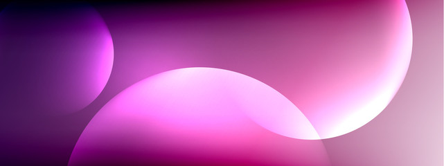 Vector abstract background liquid bubble circles on fluid gradient with shadows and light effects. Shiny design templates for text