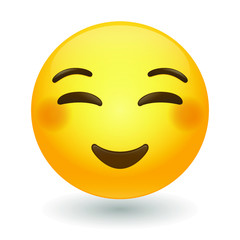 Smiling Happy Emoji Vector art illustration design. Emoticon expression graphic round. Avatar kawaii style.