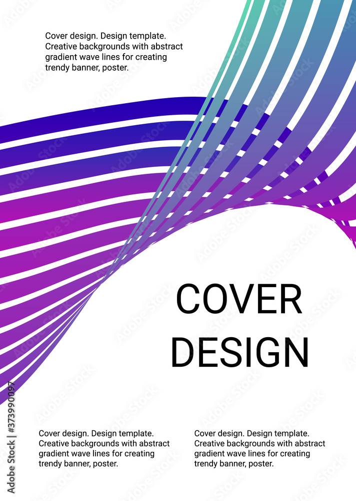 Fototapete Cover design. Design template. Creative backgrounds with abstract gradient wave lines for creating trendy banner, poster	