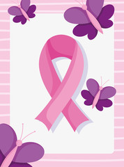 breast cancer awareness month pink ribbon and butterflies design
