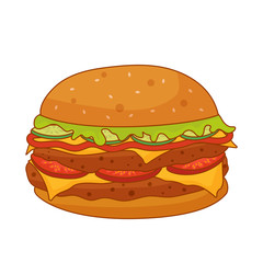 Colorful delicious cartoon double burger