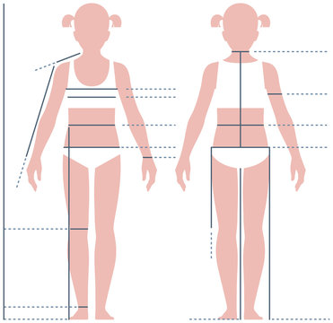Child girl body for measuring the size vector illustration