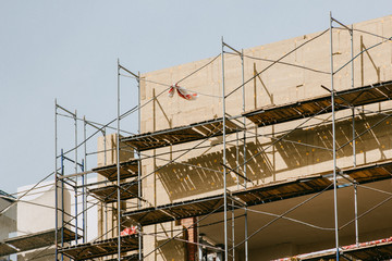 scaffolding building facade renovation  development  recovery site old engineering  restoration