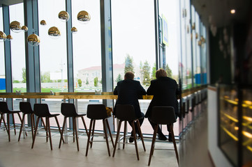 People in cafe in international airport