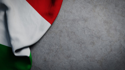 Flag of Italy on concrete backdrop. Italian flag background with copy space