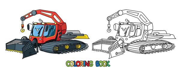 Fototapeta premium Funny Snowcat car with eyes. Coloring book