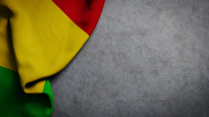 Flag of Mali on concrete backdrop. Mali flag background with copy space