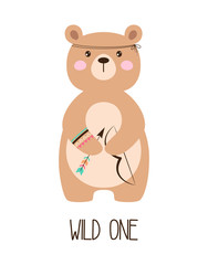 cartoon tribal bear isolated on white background