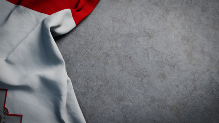 Flag of Malta on concrete backdrop. Maltese flag background with copy space