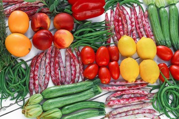 composition of fruits and vegetables top view