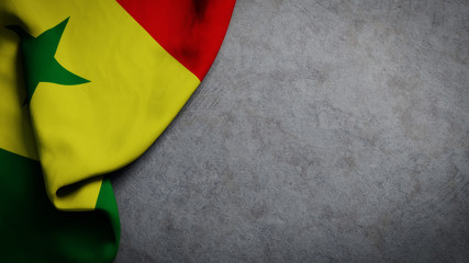 Flag of Senegal on concrete backdrop. Senegalese flag background with copy space