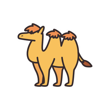 Cute camel line and fill style icon vector design