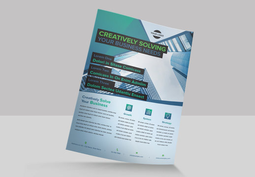 Flyer Layout with Gradient Blue and Green Accents
