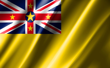3D rendering of the waving flag Niue