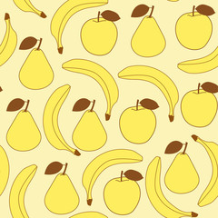 Pattern of apples, pears and bananas