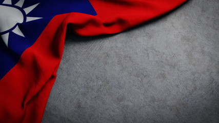 Flag of Taiwan on concrete backdrop. Taiwanese flag background with copy space