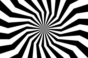 Black and white spiral background, swirling radial pattern, abstract vector illustration