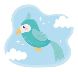 cute little parrot bird cartoon sky background design