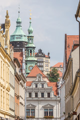 Blick auf den Marktplatz in Pirna über die Schössergasse