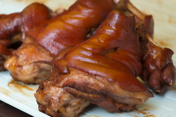 Pork leg joints on sale in Korean market in Pusan, South Korea