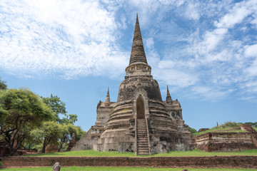 Fototapeta premium Wat Phra Si Sanphet Is the former royal temple of the ancient palace Located at Tambon Pratu Chai Phra Nakhon Si Ayutthaya District Phra Nakhon Si Ayutthaya Province, Thailand