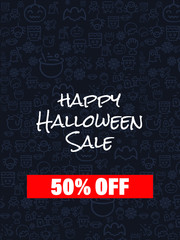 Set of Hand draw Halloween Doodle backgrounds and Sale background. Objects around Halloween.