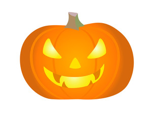 Halloween pumpkin with a scary face cut out. Jack's Lantern is a glowing, bright orange pumpkin with a spooky face - full color vector picture.