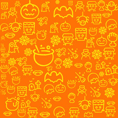 Set of Hand draw Halloween Doodle backgrounds and Sale background. Objects around Halloween.