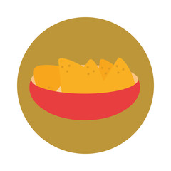 mexican food nachos in bowl traditional block and flat icon