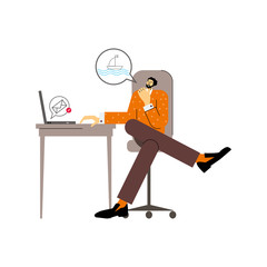 Procrastination and delaying working tasks concept. Man sitting in an office.