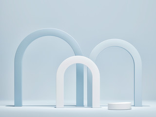 Mockup podium, exhibition room for product presentation, ed render, 3d illustration