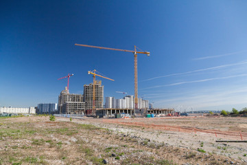 Construction site of new apartment house in desert