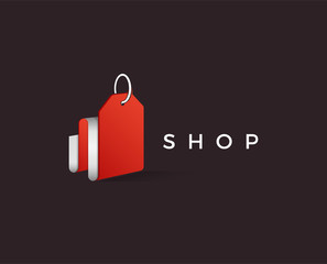 minimal shopping logo template - vector illustration