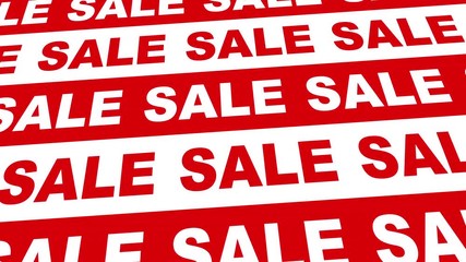 Sale text animation, red and white moving stripes