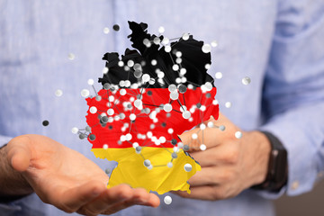 Abstract of germany map network in hand