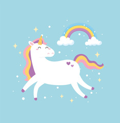 cute magical unicorn dream fantasy rainbow stars animal cartoon